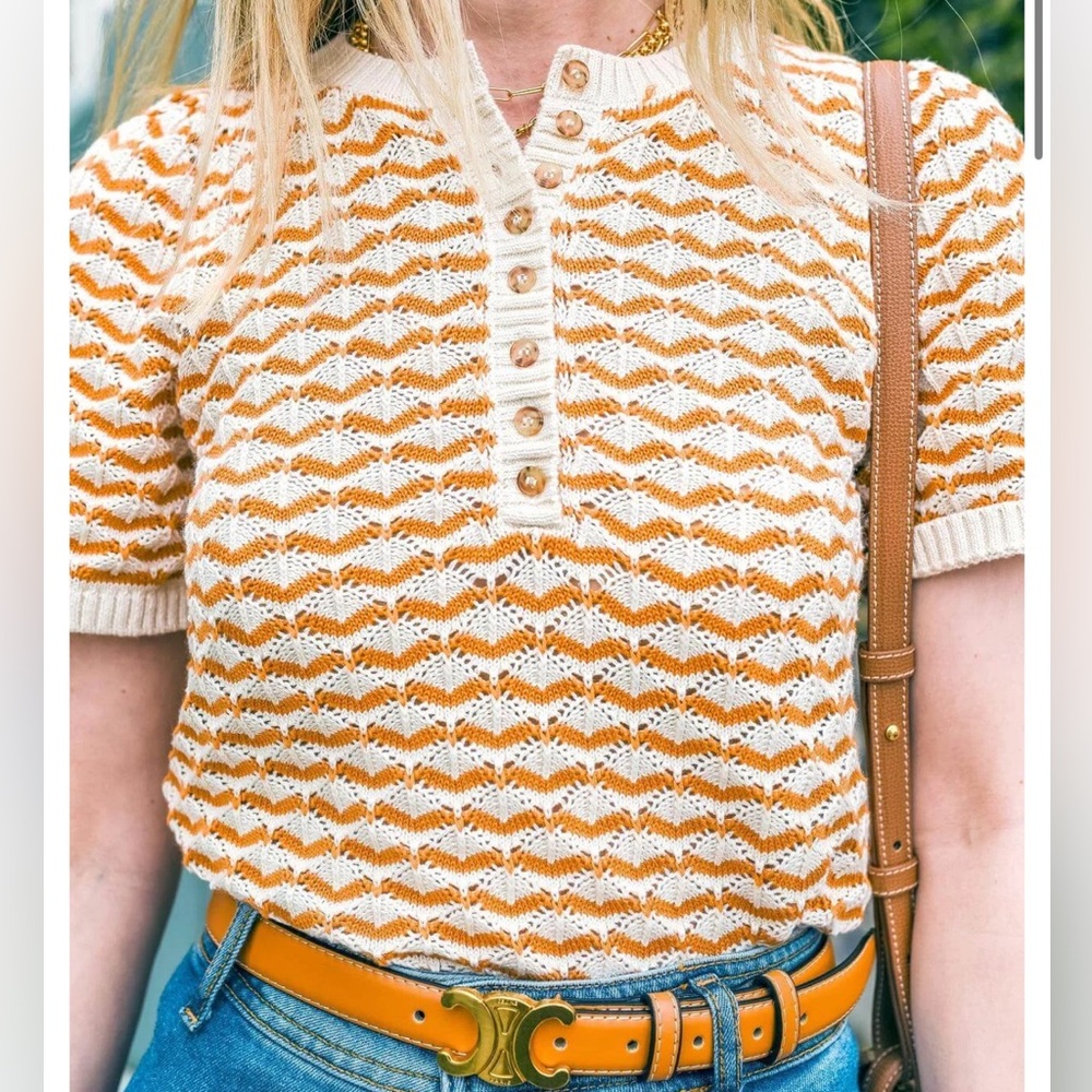 Sezane Mae Jumper Ecru / Ocre - Size XS - Picture 4 of 15